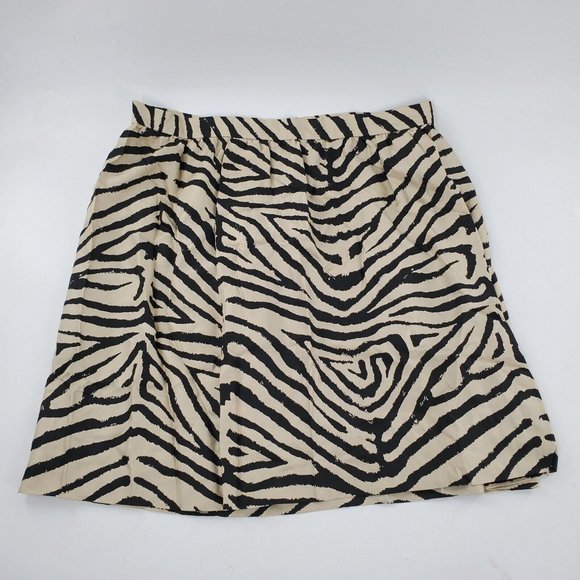 Michael Kors Dresses & Skirts - Michael Michael Kors Black &‎ Beige 100% Silk Skirt Womens Size 14